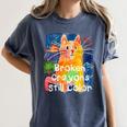 Broken Crayons Still Color Cat Teacher Women's Comfort Colors T-Shirt Denim Broken Crayons Still Color Cat Teacher Women's Comfort Colors T-Shirt Denim