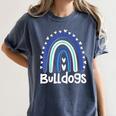 Bulldogs School Mascot Rainbow Teacher Lover Women's Comfort Colors T-Shirt Denim