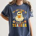 You Can't Scare Me I'm A Math Teacher Halloween Ghost Women's Comfort Colors T-Shirt Denim