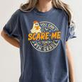 You Can't Scare Me I Teach 4th Grade Teacher Halloween Ghost Women's Comfort Colors T-Shirt Denim