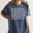 Checkered Fourth Grade Teacher Team Crew Back To School Women's Comfort Colors T-Shirt Denim