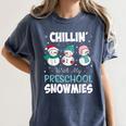 Chillin' With My Preschool Snowmies Teacher Christmas Men Women Kids Women's Comfort Colors T-Shirt Denim
