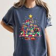 Christmas Library Tree Love Reading Books Nerd Teacher Women's Comfort Colors T-Shirt Denim Christmas Library Tree Love Reading Books Nerd Teacher Women's Comfort Colors T-Shirt Denim