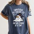 Christmas Surviving Teacher Life Meltdown Xmas Women Men Women's Comfort Colors T-Shirt Denim
