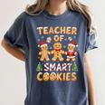 Christmas Teacher Of Smart Cookies Gingerbread Man Teaching Women's Comfort Colors T-Shirt Denim Christmas Teacher Of Smart Cookies Gingerbread Man Teaching Women's Comfort Colors T-Shirt Denim