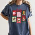 Christmas Teacher Stamps Women's Comfort Colors T-Shirt Denim