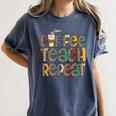 Coffee Teach Repeat Leopard Print Back To School Teachers Women's Comfort Colors T-Shirt Denim
