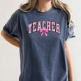 Coquette Bow Back To School First Day Teacher Women's Comfort Colors T-Shirt Denim Coquette Bow Back To School First Day Teacher Women's Comfort Colors T-Shirt Denim