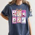 Coquette Bow Spooky Teacher Ghost Halloween Trick Or Teach Women's Comfort Colors T-Shirt Denim Coquette Bow Spooky Teacher Ghost Halloween Trick Or Teach Women's Comfort Colors T-Shirt Denim