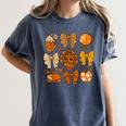 Coquette Teach Teacher Bows Thanksgiving Turkey Fall Autumn Women's Comfort Colors T-Shirt Denim Coquette Teach Teacher Bows Thanksgiving Turkey Fall Autumn Women's Comfort Colors T-Shirt Denim
