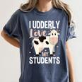 Cow Teacher Lover Women's Comfort Colors T-Shirt Denim