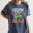 Creepin It Real Monster School Teacher Principal Halloween Women's Comfort Colors T-Shirt Denim Creepin It Real Monster School Teacher Principal Halloween Women's Comfort Colors T-Shirt Denim