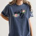 Cut Music Teacher Shirt With a Piano Keys Notes And Flowers Women's Comfort Colors T-Shirt Denim