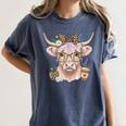 Cute Floral Highland Cow Back To School For Women Teacher Women's Comfort Colors T-Shirt Denim Cute Floral Highland Cow Back To School For Women Teacher Women's Comfort Colors T-Shirt Denim