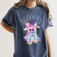 Cute Ghost Book Reading Halloween Teacher Top Girls Women Women's Comfort Colors T-Shirt Denim