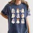 Cute Ghost Reading Books Teacher Halloween Reading Men Women Kids Women's Comfort Colors T-Shirt Denim
