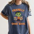 Cute Halloween Teacher Librarian Frankenstein Reading Books Women's Comfort Colors T-Shirt Denim