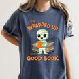Cute Halloween Teacher Librarian Mummy Reading Books Women's Comfort Colors T-Shirt Denim Cute Halloween Teacher Librarian Mummy Reading Books Women's Comfort Colors T-Shirt Denim