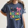 Cute Hello Second Grade Back To School Coquette Teacher Girl Women's Comfort Colors T-Shirt Denim