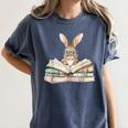 Cute Reading Bunny Glasses Books Bookworm Reader Teacher Women's Comfort Colors T-Shirt Denim