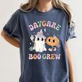 Daycare Boo Crew Groovy Halloween Floral Ghost Kid Teacher Women's Comfort Colors T-Shirt Denim