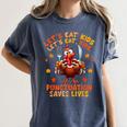 Eat Kids Punctuation Saves Lives Thanksgiving Turkey Teacher Women's Comfort Colors T-Shirt Denim Eat Kids Punctuation Saves Lives Thanksgiving Turkey Teacher Women's Comfort Colors T-Shirt Denim