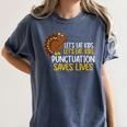 Lets Eat Kids Punctuation Turkey Thanksgiving Teacher Women's Comfort Colors T-Shirt Denim Lets Eat Kids Punctuation Turkey Thanksgiving Teacher Women's Comfort Colors T-Shirt Denim