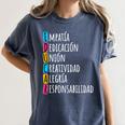 Educar Bilingual Spanish Teacher Women's Comfort Colors T-Shirt Denim Educar Bilingual Spanish Teacher Women's Comfort Colors T-Shirt Denim