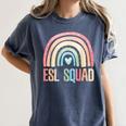 ESL Squad Teacher Crew Team Back To School English Rainbow Women's Comfort Colors T-Shirt Denim ESL Squad Teacher Crew Team Back To School English Rainbow Women's Comfort Colors T-Shirt Denim