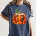Fall Book Autumn Reading Teacher Halloween Pumpkin Season Women's Comfort Colors T-Shirt Denim