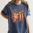 Fall Book Pumpkin Retro Reading Halloween Teacher Women's Comfort Colors T-Shirt Denim Fall Book Pumpkin Retro Reading Halloween Teacher Women's Comfort Colors T-Shirt Denim