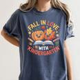 Fall In Love With Kindergarten Autumn Kindergarten Teacher Women's Comfort Colors T-Shirt Denim