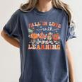 Fall In Love With Learning Autumn Teacher Thanksgiving Women's Comfort Colors T-Shirt Denim Fall In Love With Learning Autumn Teacher Thanksgiving Women's Comfort Colors T-Shirt Denim