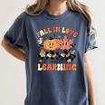 Fall In Love With Learning Teacher Retro Thanksgiving Women's Comfort Colors T-Shirt Denim Fall In Love With Learning Teacher Retro Thanksgiving Women's Comfort Colors T-Shirt Denim