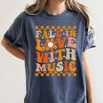 Fall In Love With Music Groovy Thanksgiving Music Teacher Men Women Girls Kids Women's Comfort Colors T-Shirt Denim