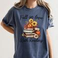 Fall In Love With Reading Book Autumn Teachers Pumpkins Women's Comfort Colors T-Shirt Denim