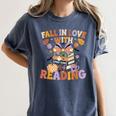 Fall In Love With Reading Halloween Stack Of Book Teacher Women's Comfort Colors T-Shirt Denim Fall In Love With Reading Halloween Stack Of Book Teacher Women's Comfort Colors T-Shirt Denim