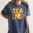 Fall Teacher Pumpkin Coquette Bow Autumn Classroom Women's Comfort Colors T-Shirt Denim Fall Teacher Pumpkin Coquette Bow Autumn Classroom Women's Comfort Colors T-Shirt Denim