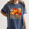 Fall Vibes Costume Teacher Thanksgiving Leopard Gnome Women's Comfort Colors T-Shirt Denim