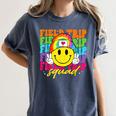 Field Trip Squad Groovy Field Day Smile Face Teacher Tie Dye Women's Comfort Colors T-Shirt Denim Field Trip Squad Groovy Field Day Smile Face Teacher Tie Dye Women's Comfort Colors T-Shirt Denim