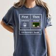 First Caffeinate Then Educate I Am Earning A Break Teacher Women's Comfort Colors T-Shirt Denim