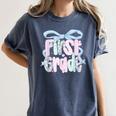First Grade Coquette Bow Girls Teacher Team 1st Grade Squad Women's Comfort Colors T-Shirt Denim First Grade Coquette Bow Girls Teacher Team 1st Grade Squad Women's Comfort Colors T-Shirt Denim