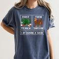 First Teach Then Thanksgiving I'm Earning A Break Teacher Women's Comfort Colors T-Shirt Denim First Teach Then Thanksgiving I'm Earning A Break Teacher Women's Comfort Colors T-Shirt Denim