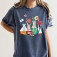 Floral Beakers Chemistry Lab Teacher Women's Comfort Colors T-Shirt Denim