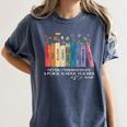 Floral Books Never Underestimate A Public School Teacher Women's Comfort Colors T-Shirt Denim