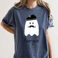 French Teacher Halloween Bonjour Ghost Women's Comfort Colors T-Shirt Denim French Teacher Halloween Bonjour Ghost Women's Comfort Colors T-Shirt Denim
