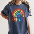 Fri-Yay Friyay Rainbow Colors Teacher Childrens Fun Designs Women's Comfort Colors T-Shirt Denim Fri-Yay Friyay Rainbow Colors Teacher Childrens Fun Designs Women's Comfort Colors T-Shirt Denim