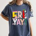 Fri-Yay Happy Friday Lovers Teacher Weekend Women Women's Comfort Colors T-Shirt Denim Fri-Yay Happy Friday Lovers Teacher Weekend Women Women's Comfort Colors T-Shirt Denim