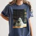 Ghost Library Halloween Book Reading Books Lover Teacher Women's Comfort Colors T-Shirt Denim Ghost Library Halloween Book Reading Books Lover Teacher Women's Comfort Colors T-Shirt Denim