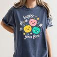 Groovy Happy To See Your Face Teacher School Appreciation Women's Comfort Colors T-Shirt Denim Groovy Happy To See Your Face Teacher School Appreciation Women's Comfort Colors T-Shirt Denim